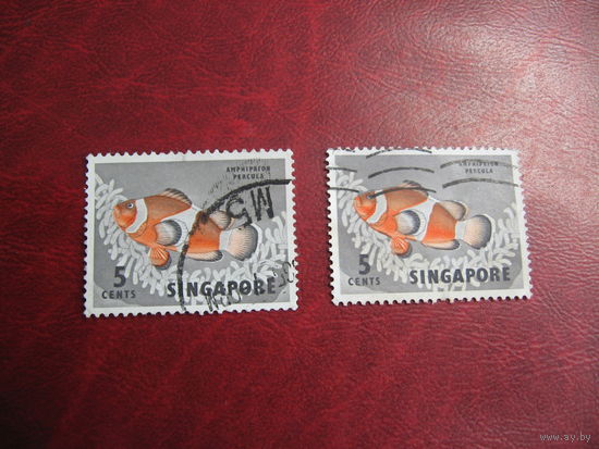Марка Оранжевый амфиприон 1962 год Сингапур