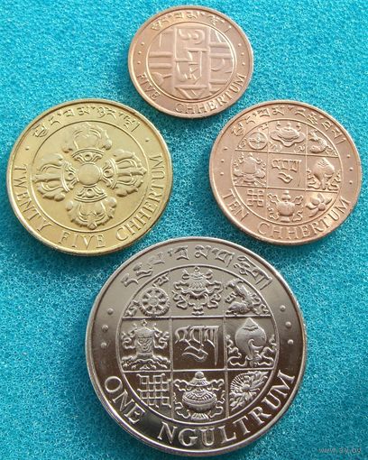 Бутан. набор 4 монеты 5, 10, 25 чертумов и 1 нгултрум 1979 года  Монеты не чищены!!!