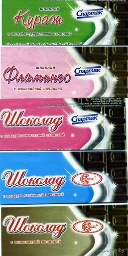 Упаковка шоколада Спартак 50 г 2001