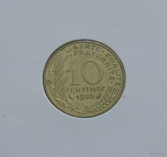 Франция 10 сантимов 1986 в холдере