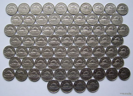 КАНАДА Монеты 5 центов  (62 шт. - список внутри)