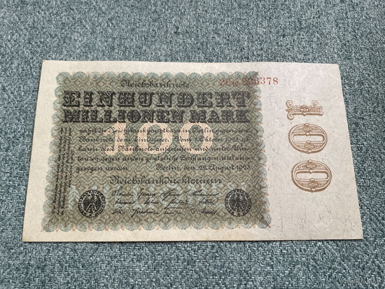Германия Имперская банкнота 100 миллионов марок 26k-236378 Берлин 22.08.1923 год