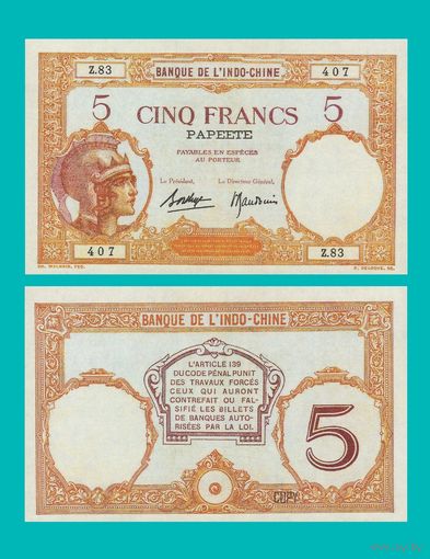[КОПИЯ] Таити 5 франков 1927 г.