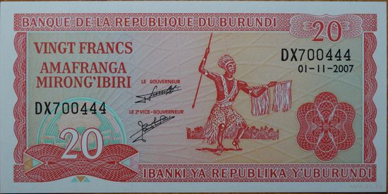 Бурунди 20 франков 2007 г.