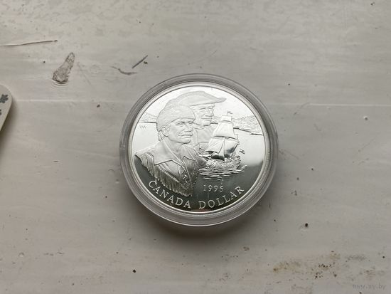 Канада 1 доллар 1995 г. 325 лет компании Гудзонова залива серебро (925пр)