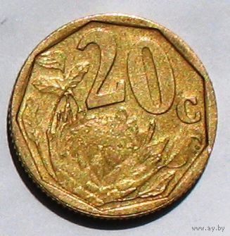 ЮАР, 20 центов 1999. Надпись на языке тсвана с ошибкой: AFERIKA BORWA