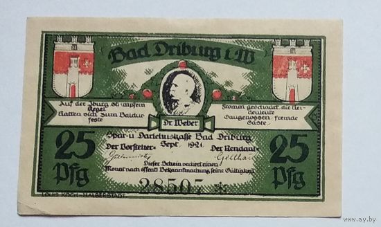 Германия, Нотгельд Bad Driburg 25 Пфеннингов 1921 --209