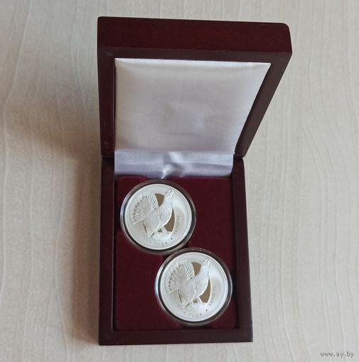 Футляр для 2 монет с капсулами 37.00 mm 1 рубль NiCu или 10 рублей Ag деревянный
