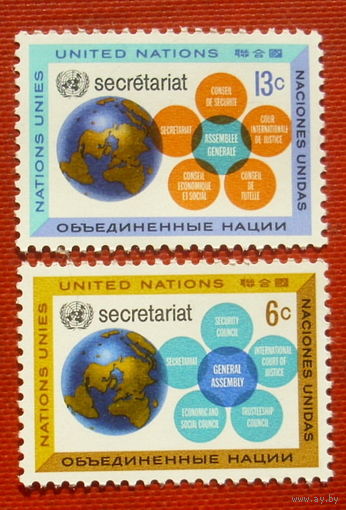 Нью-Йорк. ООН. Секретариат. ( 2 марки ) 1968 года. 6-12.