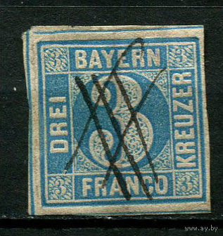 Германские земли - Независимое Королевство Бавария - 1849 - Цифры 3Kr - [Mi.2i] - 1 марка. Гашеная.  (Лот 116BW)