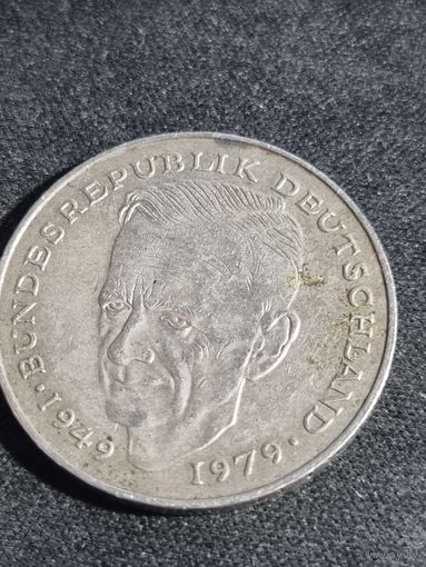 Германия  2 марки 1989 D Курт Шумахер