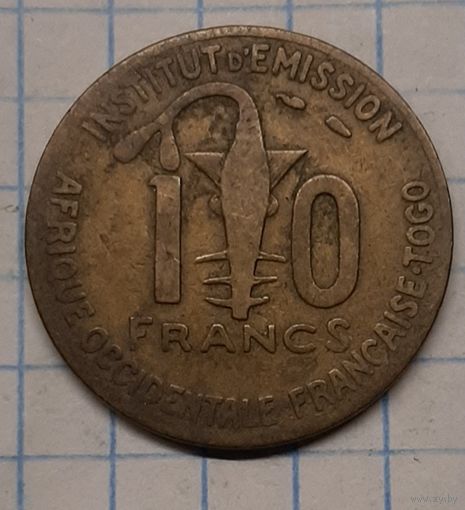 Того Французская  Западная Африка  10 франков 1957г.km8
