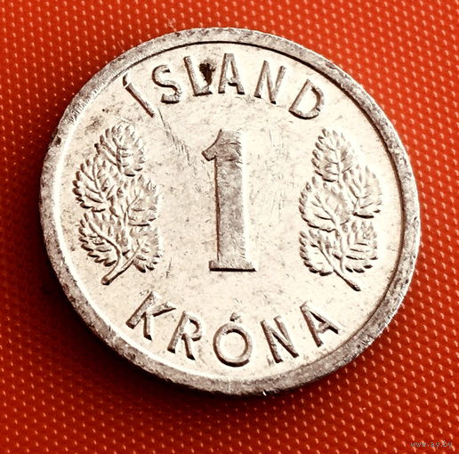 100-25 Исландия, 1 крона 1977 г.