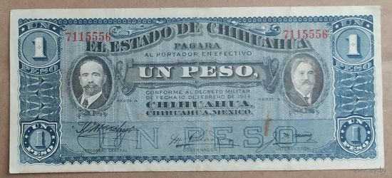1 песо 1914 года - Мексика  (Чихуахуа) - XF