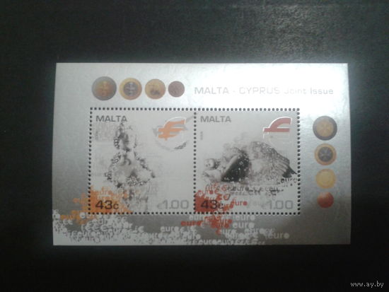 Мальта 2008 Переход на евро валюту, совм. выпуск с Кипром блок
