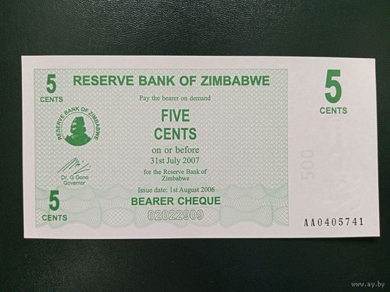 Зимбабве 5 центов 2006 UNC