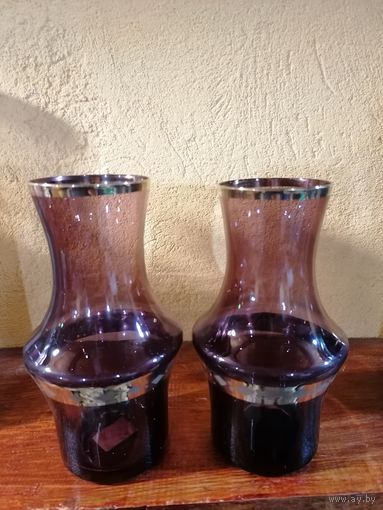 Две вазы из марганцевого стекла Неман СССР, цена за пару