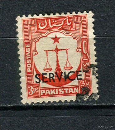 Пакистан - 1957/1961 - Весы, звезда и полумесяц 3p с надпечаткой SERVICE - [Mi.54d] - 1 марка. Гашеная.  (LOT DZ27)-T10P34
