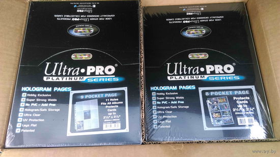 Листы для горизонтального хранения карточек Ultra Pro Platinum // для папок на 3 кольца, 8 кармашков