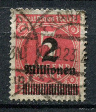 Рейх (Веймарская республика) - 1923 - Надпечатка нового номинала 2 Mio на 5000 M - [Mi.312A] - 1 марка. Гашеная.  (Лот 59BH)