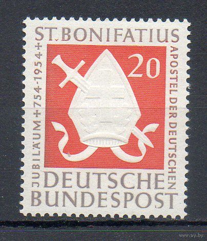 1200 лет со дня смерти Бонифация Германия 1954 год серия из 1 марки