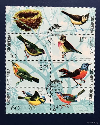 Албания 1971 год Фауна Птицы Малый лист Полная Серия Mi:1492-1498КВ