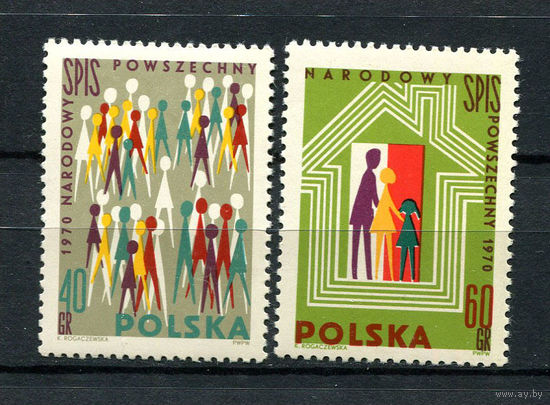 Польша - 1970 - Перепись населения - [Mi. 2026-2027] - полная серия - 2 марки. MNH.