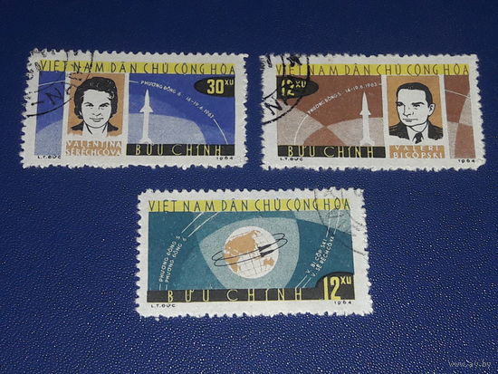 Вьетнам 1964 Космос. Терешкова и Быковский. Полная серия 3 марки
