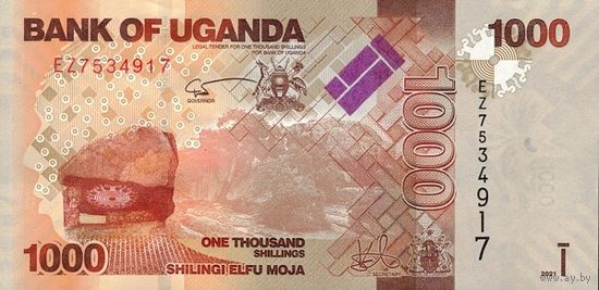 Уганда 1000 шиллингов образца 2021 года UNC p49