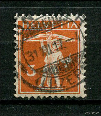 Швейцария - 1915/1940 - Вильгельм Телль 3С - [Mi.137x] - 1 марка. Гашеная. (Лот 74CQ)
