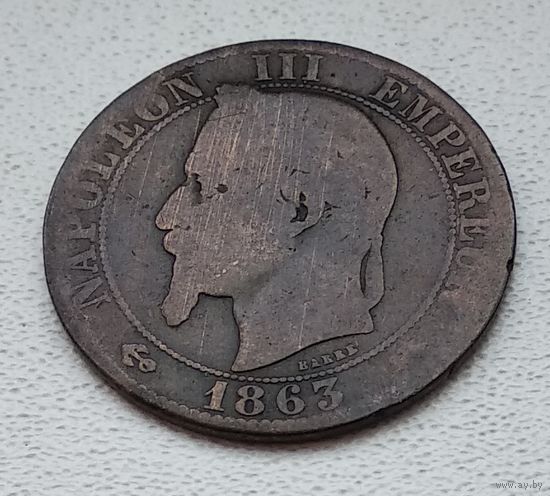 Франция 5 сантимов, 1863 "A" - Париж 8-7-4