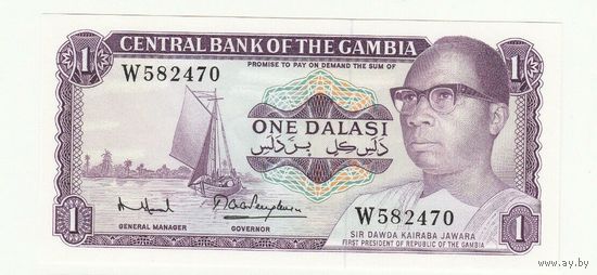 Гамбия 1 даласи образца 1971 года. Серия W. Тема "Лодки, корабли". Состояние UNC!