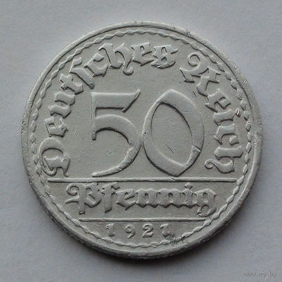Германия - Веймарская республика 50 пфеннигов. 1921. D
