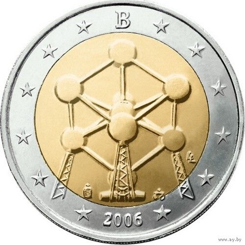 2 евро 2006 Бельгия Атомиум UNC из ролла