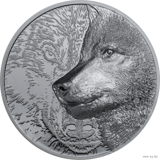 RARE Монголия 1000 тугриков 2021г. "Мистический волк". BLACK PROOF Монета в капсуле; подарочной рамке - футляре; сертификат; коробка. СЕРЕБРО 62,20гр.(2 oz).