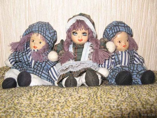 Три коллекционные куколки, смешанная техника.
