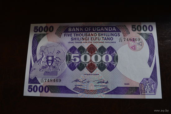 Уганда 5000 шиллингов образца 1986 года UNC p24b