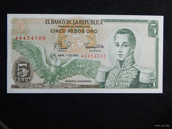 Колумбия 5 песо 1979г.UNC