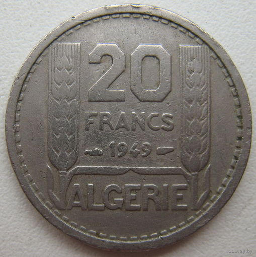 Алжир Французский 20 франков 1949 г. (u)