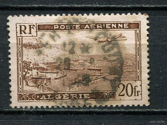 Французский Алжир - 1946 - Самолет над гаванью 20Fr - [Mi.254 II] - 1 марка. Гашеная.  (Лот 86CO)