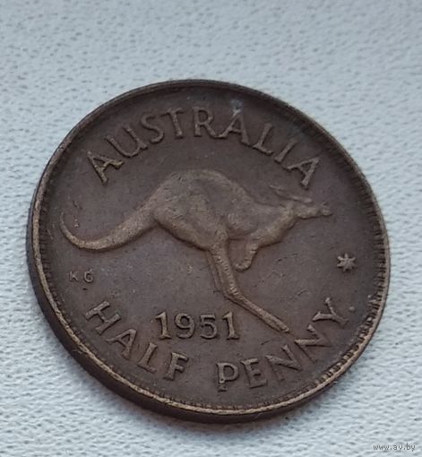 Австралия 1/2 пенни, 1951 Точка после "PENNY" 2-3-20