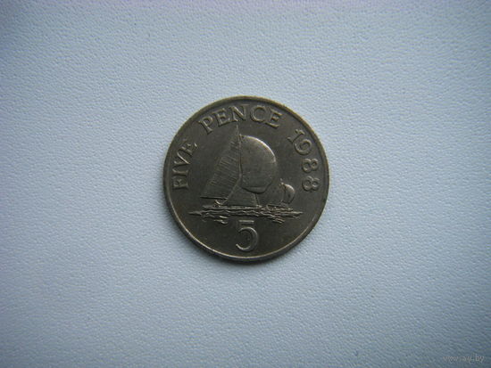 Остров Гернси 5 пенсов 1988г.