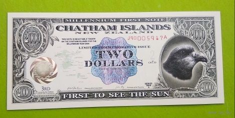 Банкнота 2 dollars Chatham isl.  1999  Polymer