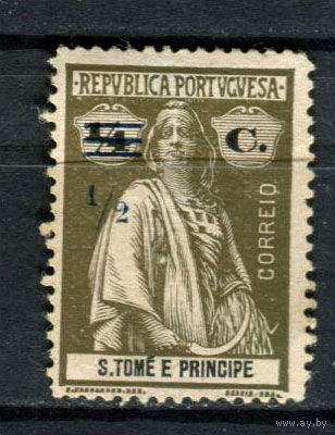 Португальские колонии - Сан Томе и Принсипи - 1919 - Надпечатка нового номинала 1/2C вместо 1/4C - [Mi.221] - 1 марка. Чистая без клея.  (Лот 117BC)