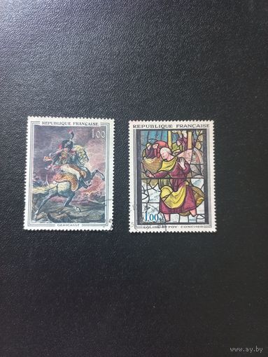 Картины французских художников. Франция. Две марки.  Дата выпуска:1962 - 63 г.г.