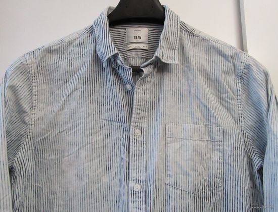 Белая Рубашка в синюю полоску 1975 ORIGINAL DENIM Оригинал Джинс Размер XL