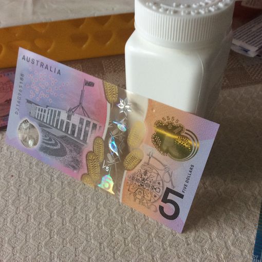 Австралия 5 долларов, 2016г, оригинал, пластик/полимер