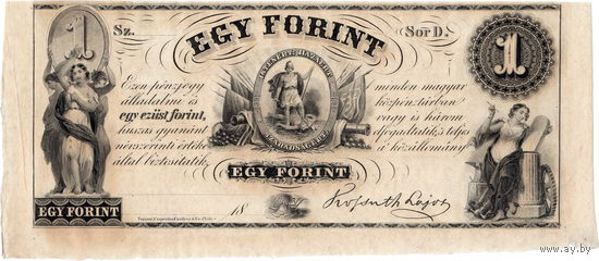 Венгрия, 1 форинт, 1852 г., прав-во Лайоша Кошута, UNC