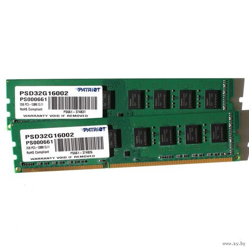 DDR3 4GB (2*2GB) Patriot PSD32G16002 1600 dimm