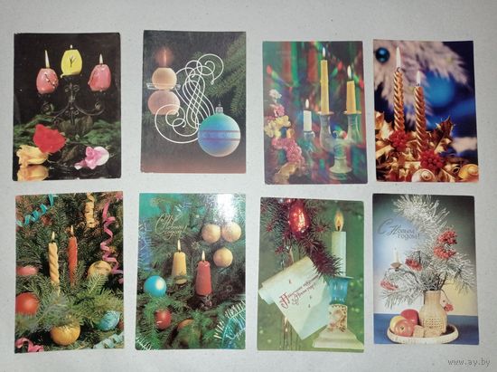 С новым годом. Фото открытки СССР и ГДР. Открытки новогодние со свечами